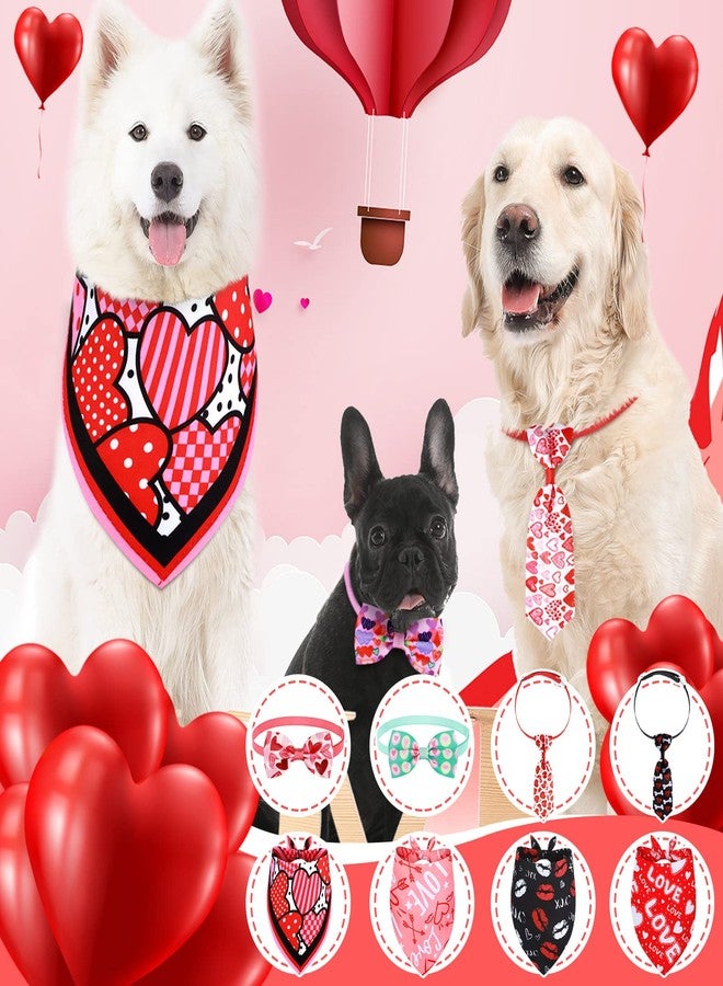 Saintrygo 24 Pcs Valentine Dog Bow Collar and Bandana Set Includes 10 Lovely Heart Bowties 10 Adjustable Puppy Neckties 4 Pet Triangle Scarf for Pet Costume Accessories Pink Decoration - Image 5